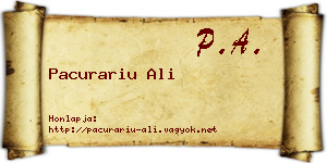 Pacurariu Ali névjegykártya